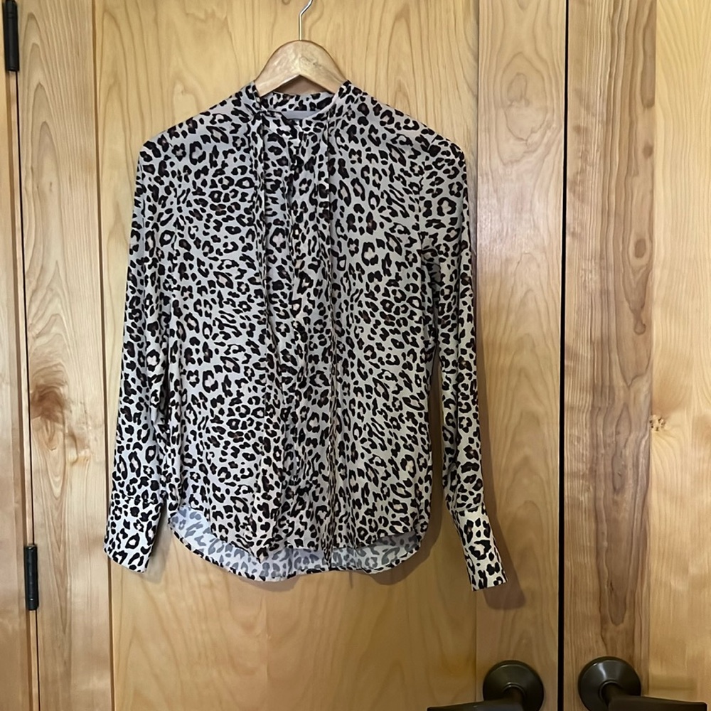 H&M Women’s Leopard Animal Print Blouse Sz 0